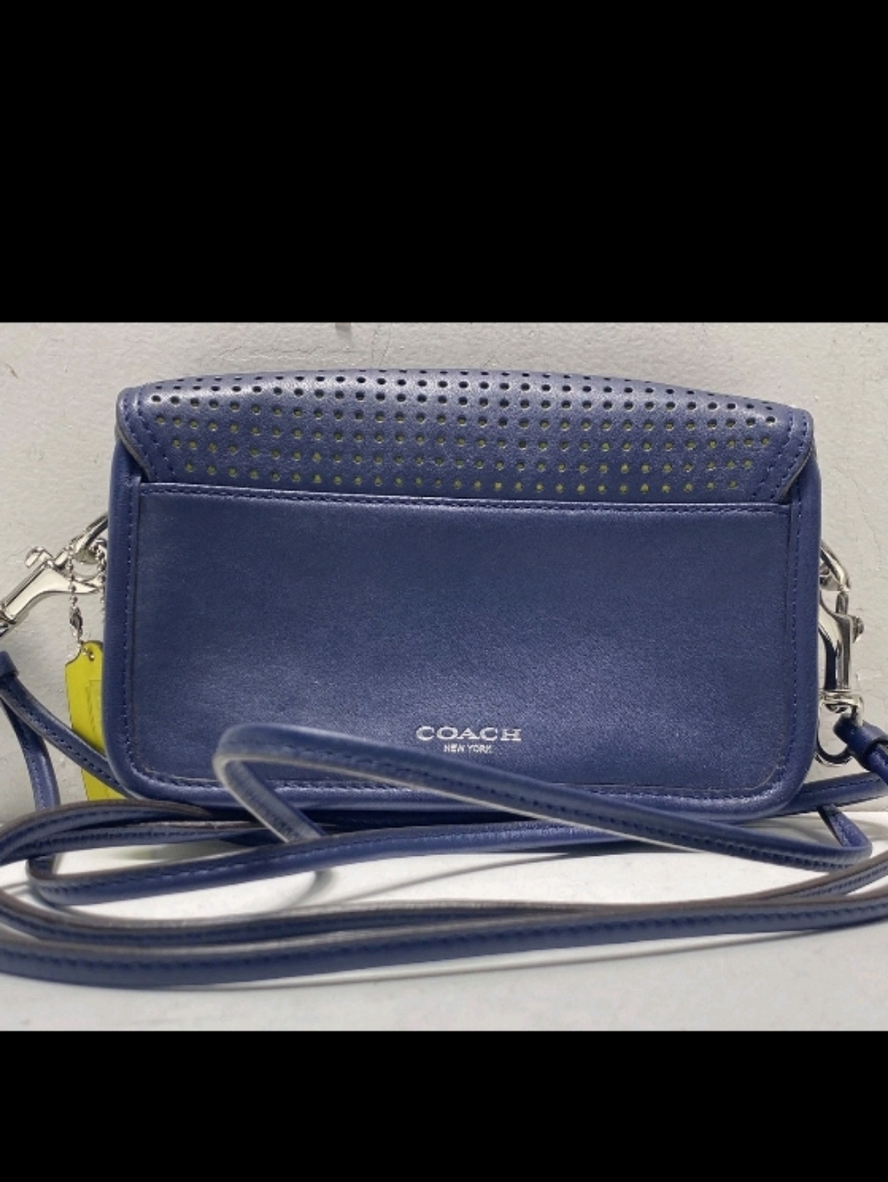 Coach-Legacy Penny Perforated Crossbody Bag (Navy-Bright Citrine💛💙) - Picture 5 of 5
